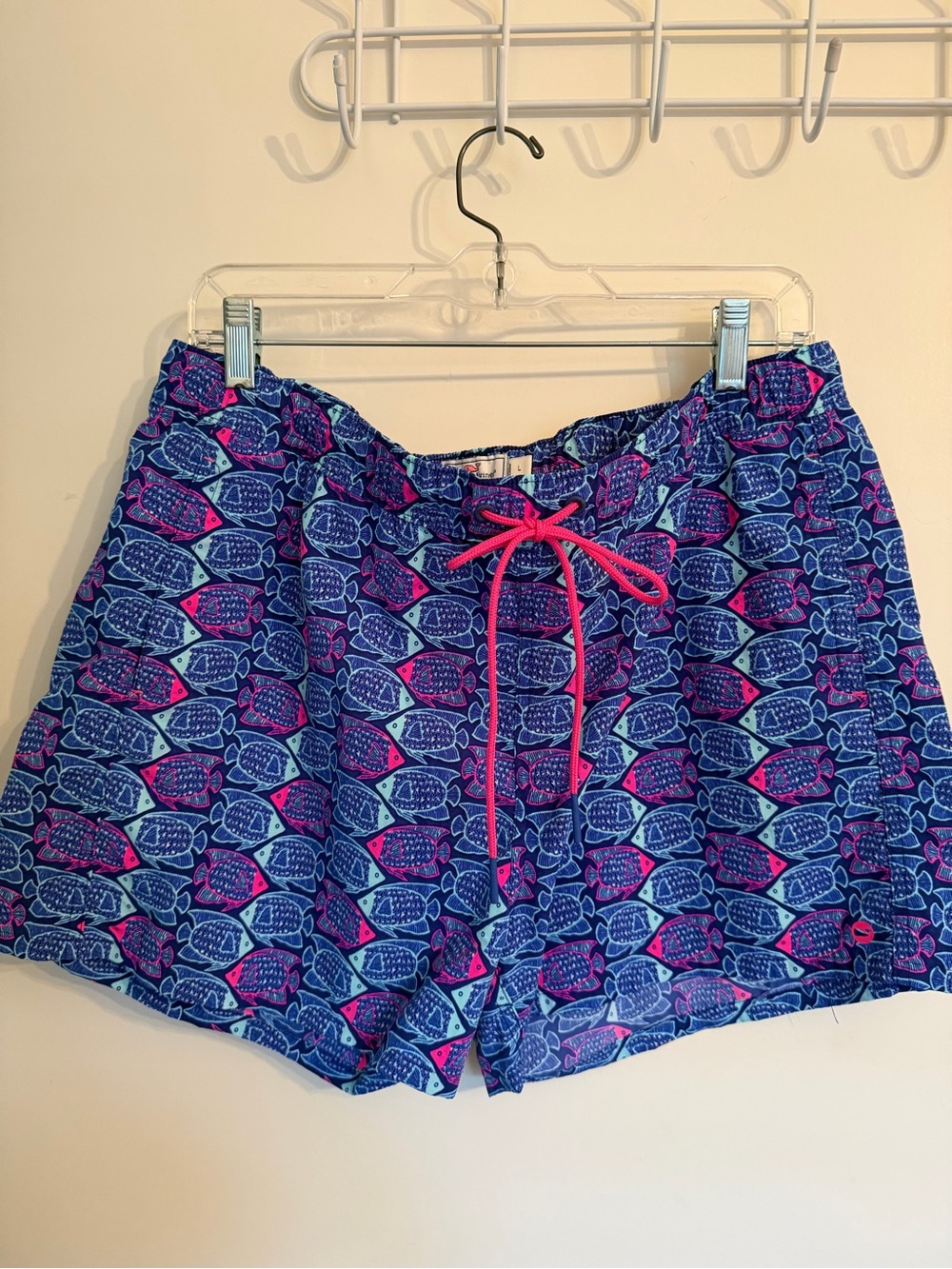 Vineyard Vines Blue Fish  Shorts with Pink Drawstring